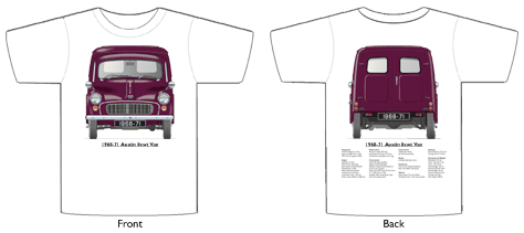 Austin 8cwt Van 1968-71 T-shirt Front & Back